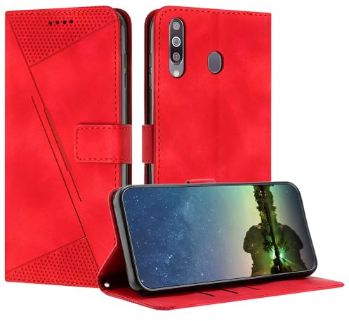 Mo-Beauty Handyhülle für Samsung Galaxy A20S, PU Leder Brieftasche Klapphülle Magnetic Standfunktion Kartenfach Schutzhülle hülle für Samsung A20S - Rot
