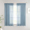 Woaboy Gardinen mit Kräuselband Kurz Fenster Voile Vorhänge Wohnzimmer Transparent Sheer Curtains Stores Gardine Schlafzimmer Modern Schlaufengardinen 2er Set 140x145cm (BxH) Navy Blau