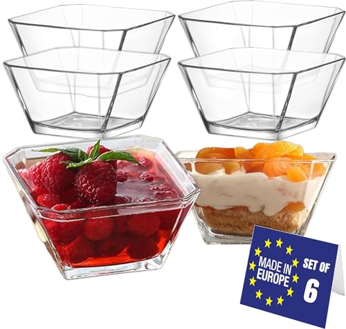 LAV Ciotole in Vetro, Ciotola per Dessert in Vetro Set 6, 300ml 100% SENZA PIOMBO Tazza da Dessert, Ciotola da Immersione, Snack Salse Caramelle, Ciotole Per Frutta, Insalatiere in Vetro