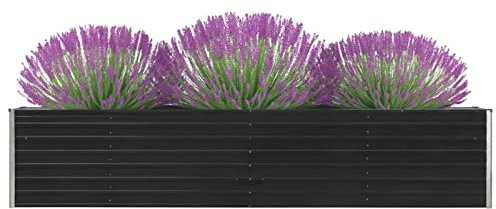 ARKEM Garten-Hochbeet Verzinkter Stahl 320×40×45 cm Anthrazit Gartenhochbeete