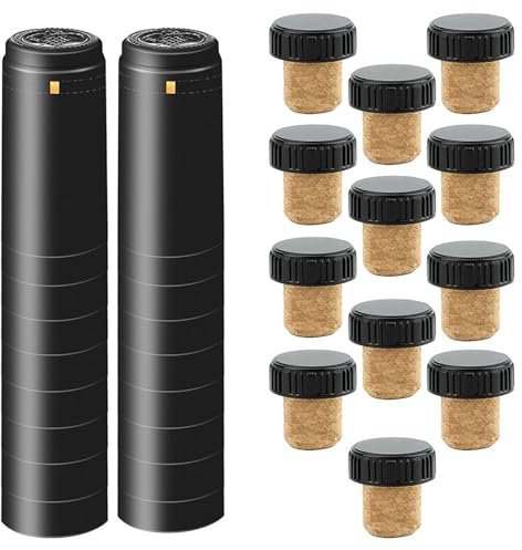 Ensemble de 100 bouchons de bouteille de vin, scelleur de vin avec capsules de bouteille thermorétractables, bouchons de bouteille de vin, liège de protection pour la maison, la cuisine, le bar Cap