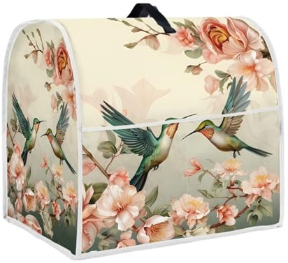 HUISEFOR Schutzhülle für Küchenmaschine mit Blumenmuster, staubdicht, maschinenwaschbar, mit Tragegriff oben und Taschen