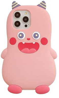 Unichthy Compatible with iPhone 12 Pro Max Case for Kids 3D Cartoon Soft Silicone Cover, Cute Cartoon Animal Character Funny Shockproof Rubber Protective Shell Case Pink Monster for iPhone 12 Pro Max