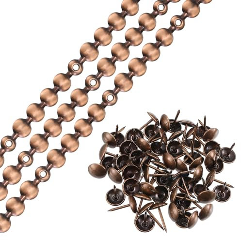 QUARKZMAN 3 Piezas de Tiras de Tachuelas para Tapicería 1 Metro de Adornos de Clavos Decorativos Brillantes para Sofá Cabecero Silla Muebles Con Clavos de Tapicería (11mm Cobre)