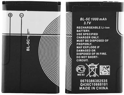 Batería Recargable Iones de Litio BL-5C 3.7V 1000mAh para teléfonos, Juguetes, Altavoces, Radio doméstica, etc.