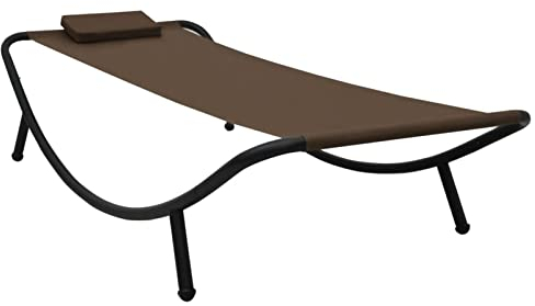 ShGaxin Gartenbett, Liegen, Sonnenliege, Liegeinsel Outdoor, Outdoor Bett, Doppelliege, Gartenliege, Daybed Outdoor, Braun 200×90 cm Stahl