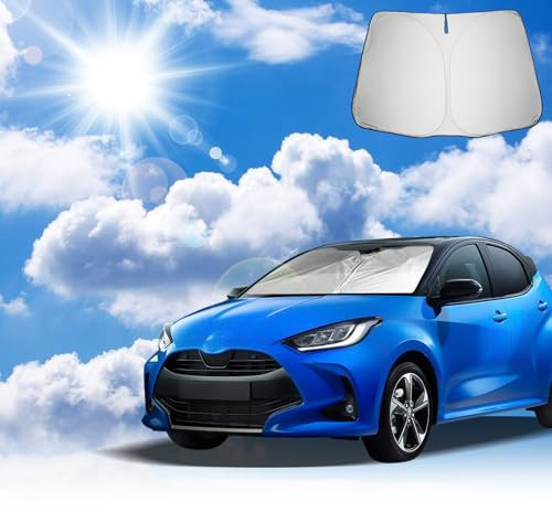 Coleya Parasol para Coche Compatible con Toyota Yaris 2020-2024 Yaris Cross 2021-2024, Yaris Parasol para Parabrisas Delantero, Accesorios Toyota Yaris Parasol, Protección UV, Plegable