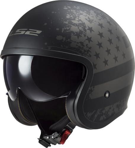 LS2 OF599 Spitfire II Black Flag Open Face Casco Moto Casco Jet con Parasole