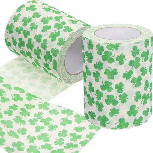 FRCOLOR 2 Rollen St. Patrick's Day Toilettenpapier Kleeblatt Grünes Kleeblatt Bedrucktes Toilettenpapier Neuartiges Toilettenpapier Für Männer Und Frauen Irisches Party-Dekorzubehör