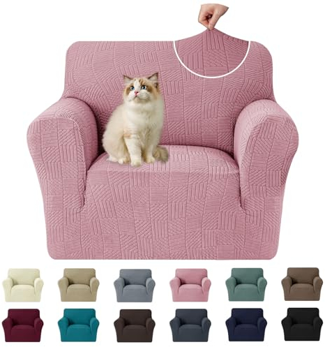 Ystyle Housse Canapé 1 Place(78-116cm) avec Accoudoirs, Universelle Couvre Canapé Extensible, Sofa Cover pour Meubles Protection pour Chiens et Chats, Moderne Housse Fauteuil, Rose