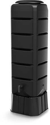 YourCasa Regentonne [Tower] 120L mit Standfuss, Deckel & Wasserhahn - Regenfass Frostsicher aus Kunststoff - Regenwassertonne - Regenwassertank Garten Wassertank Regensammler (Anthrazit)