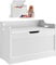 Wooden Storage Box | 40x62x46 cm | Blanket Box | Storage Chest Trunk with 136kg Load Capacity | Toy Storage Box | Storage Bench Chest | Bed End Storage Bench for Entryway, Hallway, Bedroom, White