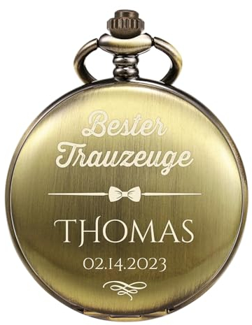 TREEWETO Taschenuhr Personalisiert Graviert Trauzeuge Bräutigam mit Persönlicher Gravur Trauzeugen Geschenke Bester Mann Hochzeitsgeschenk Bronze