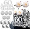 LaVenty Tortendekoration zum 60. Diamantenen Hochzeitstag Silberkugeln Rose 60. Diamant Hochzeit Jahrestag Kuchen Topper Cheers To 60s Jahrestag Dekoration