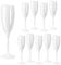 jiawaggag Lot de 10 coupe de Champagne Reutilisable Verre a Pied Blanc Incassable Flute Champagne Acrylique Flute Champagne Verre Gobelet pour Mariage Fêtes d’anniversaire Camping Piscine (10, Blanc)