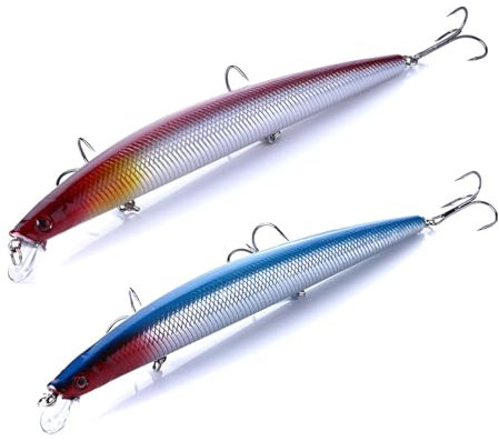 2 Stück 26G Große Angelköder Set forellen köder Angel Köder, 18cm Zander Wobbler Kunstköder Set für das Hochsee-Winterangeln und das Langstrecken-Seeangeln