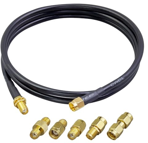 ACONRFTOL SMA Cabel 1M and 5PCS SMA Coaxial Adapter WIFI Antenna Extension Cable Adapter for 4G LTE Router Gateway Modem Router Gateway SDR Dongle