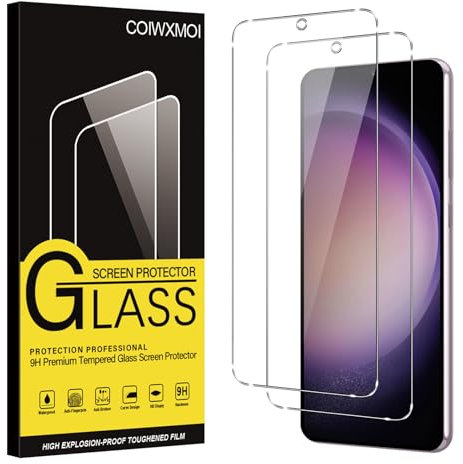 Coiwxmoi 2 Piezas Protector Pantalla para Samsung Galaxy S23 5G 6,1, HD Transparente, Ultra Resistente, Sin Burbujas, Dureza 9H, Antiarañazos Cristal Templado para Samsung S23 5G