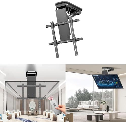 TV Wall Mount Electric Ceiling TV Bracket, Telescopic Folding Swivel TV Bracket with Auto Lift Function, 0-85° Flip TV Lift for 50-90 Inch TVs