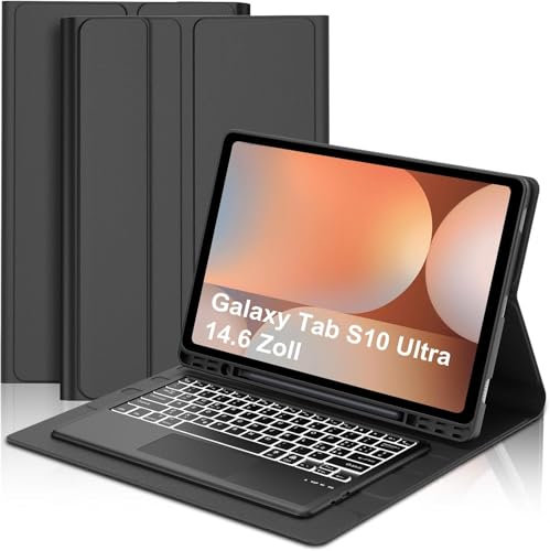 Occtingkind, Tastiera per Samsung Galaxy Tab S10 Ultra/S9 Ultra 14.6 Pollici, Custodia con Tastiera per Samsung S10/S9 Ultra 2024/2023, Retroilluminata Touchpad Keyboard, Italiano, USB C, Nero