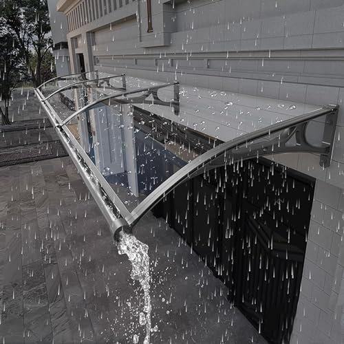 Outdoor Garden Canopy Patio Porch Awning with UV Protection Transparent Polycarbonate Panel Front Door Canopy for Weather Protection (80x460cm)