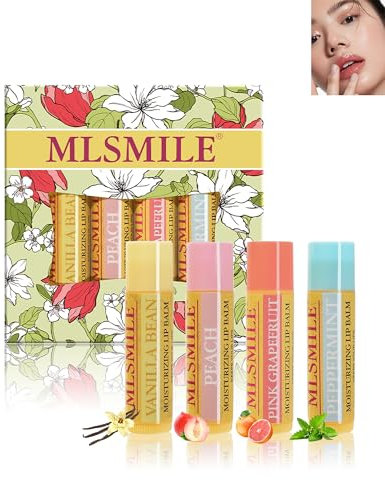 Lippenbalsam-5g*4pcs Lip Balm Geschenk Sets, Langanhaltende Feuchtigkeitsspendende Lippenpflege für Trockene Rissige Lippen, Moisturizing & Nourishing pflegender Lippenstift Set für Männer und Frauen