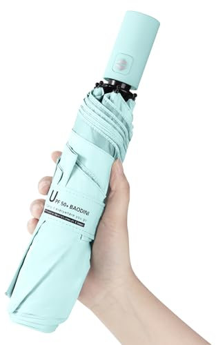 BAODINI Small UV Protection Travel Automatic Umbrella Compact for Rain and Sun UPF 50+ Windproof Portable 42 inch Umbrella for Women and Men