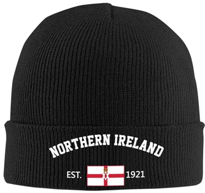 FAGIUCHI Northern Ireland Est.1921 Independence Day Winter Strickmütze Beanie Cap Erwachsene Warme Kappen Schwarz, Schwarz , 7 1/8-7 1/4