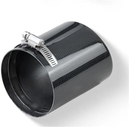 FUNFOB Auspuffblenden Universal-Auspuffrohr-Kohlefaser-Abdeckung DIY-Einbau-Einlass Verstellbarer Auspuff-Schalldämpfer-Rohrspitzenkoffer Auspuffblende(Outlet 89mm)