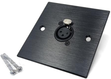 Brushed Aluminium 3-Pin XLR Female Sockets D-Series Wall Faceplate (Soldering Ends) – Durable Metal Plate for Audio, Amplifier, Microphone, Mixer & Speaker Connections – Screws Included