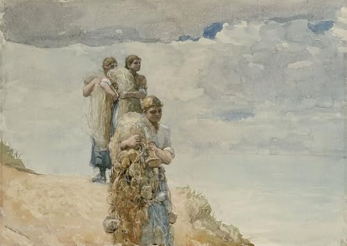 FIKAGXQGT Wandkunst Dekorative Leinwand Wand Kunst Leinwand Poster Auf den cliff cullercoats von winslow homer Bilder Moderne für Wohnzimmer-Dekor 60x90cm