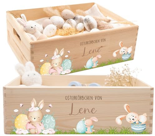 Kidsmood - Personalisiertes Osterkörbchen als Ostern-Deko & Aufbewahrungskorb für die Ostergeschenke Kinder | Osternest mit niedlichen Osterhase Motiven als dekorativer Blickfang für dein Zuhause