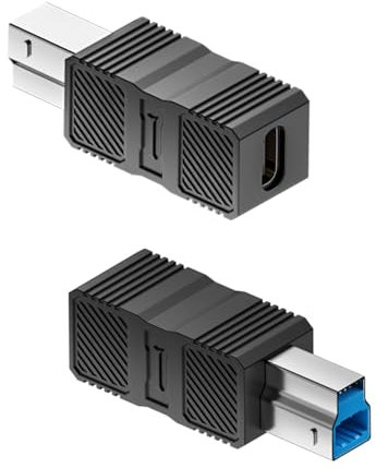 QIANRENON USB3.0 B auf C Daten Anschluss 5Gbps USB3.0 Typ B Stecker auf Typ C Buchse Adapter Typ-B 3.0 auf USB-C Drucker Konverter, für Scanner Festplatten (Nicht für USB-B 2.0), 2Pcs