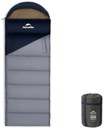 Naturehike Deckenschlafsack Erwachsene mit Kapuze, Rechteckiger Schlafsack | 3-4 Jahreszeiten, wasserabweisend, geräumig mit viel Bewegungsfreiheit, inkl. Kompressionssack für Camping, Wandern