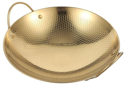 Warmhm Wok Panna a Nido D'ape Frittura Di Grandi Dimensioni Induzione Padella in Acciaio Piccolo Con Coperchio Padella Friggi Padelle Antiaderenti Pentola Favo D'oro Acciaio Inossidabile
