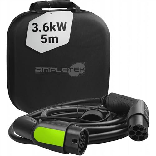 SIMPLETEK - Ladekabel für Elektroautos Typ 2 EV Ladegerät PHEV 16 A 3,6 kW 5 Meter Wallbox Kompatibel mit Spring Kompatibel mit Fortwo