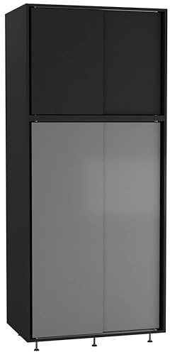 URBNLIVING 180cm 4 Sliding Doors Wardrobe Bedroom Storage Unit with Hanging Rail, Modern Engineered Wood Closet Cupboard, Freestanding Clothes Organizer, Customizable Two-Tone Design, Ample Space