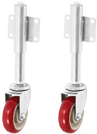 2 Stück Stützräder Federbelastete Torrollen 100mm Metall Türrad Torrollen 360° Drehbarer Türrollen 150kg Tragfähigkeit, für Holztore,Zäune und Gartentor, Rot