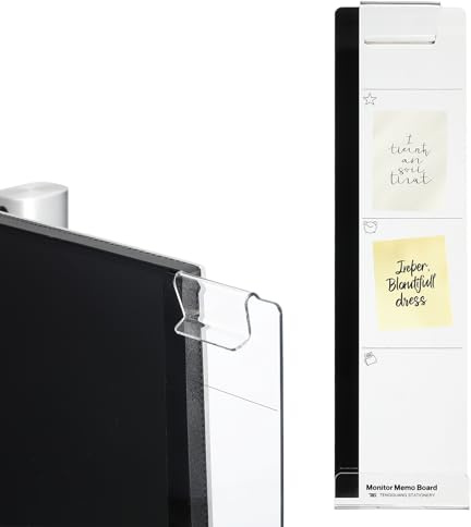 PATIKIL Monitor Memo Board, Transparent, Black Right with Phone Holder Self-Adhesive Sticky Note Holder Side Note Attachment Computer Accessories for Home Office Computer, 1 Pcs