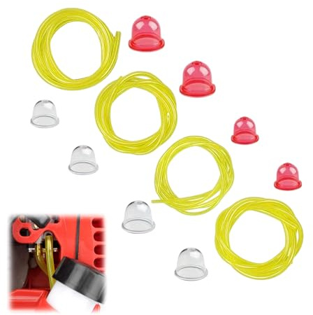 4 Sizes Strimmer Fuel Pipe, Universal Strimmer Parts Fuel Line Hose Tube for Poulan Craftman Outdoor Chainsaws, Lawn Mowers, Snow Blowers, Small Engines, with (4 Clear and 4 Red Bubbles)