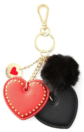 Love Moschino Schlüsselanhänger Anhänger, Schwarz und Rot, Metall Gold