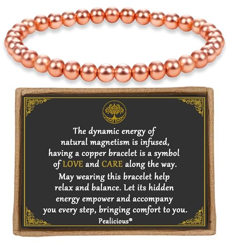 PEALICIOUS Copper Bracelet for Women and Men, 6MM Copper Jewelry as Birthday Gifts, Dainty Cooper Bracelets Pulsera De Cobre para Mujer as Parents Gifts Anniversary Jewelry for Her Him