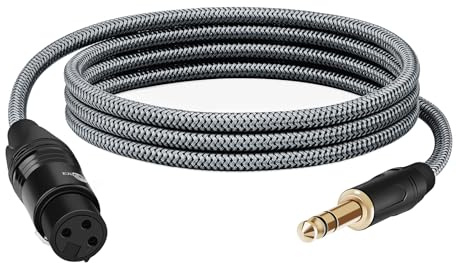 Shaevle Cable de micrófono de 2 m con conector TRS de 6,35 mm a XLR hembra | Cable de conexión de 6,35 mm a 3 pines para micrófono, mezcladores, amplificadores y altavoces (1Pcs)