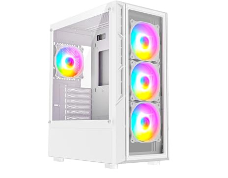 ASC Gaming PC Tower - Intel Core i3 2nd Gen, 8GB RAM, 500GB+256GB SSD, GT730 4GB, WIN 11, White 6 Fan RGB