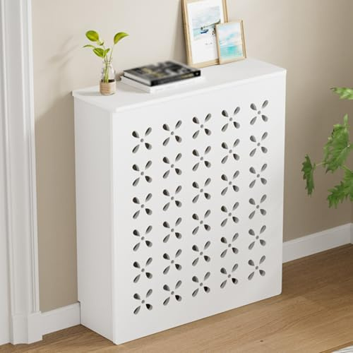 Cache Radiateur blanc avec Éagère, Coins Arrondis, Meuble Radiateur, Montage Facile, Tablette de Radiateur pour Salon ou Chambre(80x80x15cm/31x31x6in)