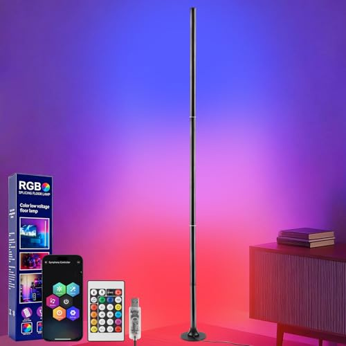 Lampada da terra a LED, RGB LED, lampada angolare con controllo APP e telecomando, musica Sync, lampada da terra RGB con telecomando, 16 milioni di colori, modalità musica per camera da letto, sala