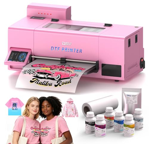 DSV A3 Plus XP600 DTF-Drucker mit Backofen,doppelt so schnell wie die DTF-Gerätepakete L1800/L805, faltbarer 5-Zoll-LED-Touchscreen, Weißtintenzirkulation und automatische Reinigung, Doppelalarm