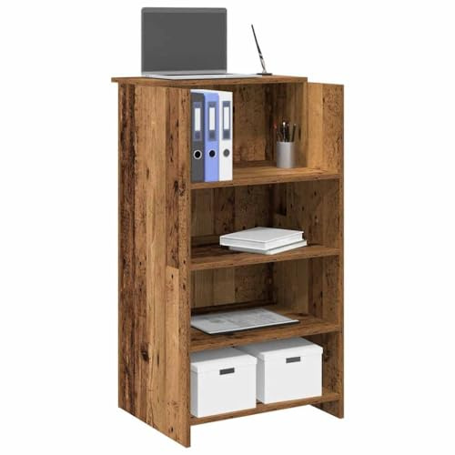 XHNIFBN Empfangstheke Altholz 55x50x103,5 cm Holzwerkstoff mit integriertem Tresen als bürotisch, kassentheke oder Office Table für Büro, Praxis, Salon und Home Office