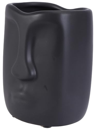 Abaodam Ceramic Succulent Flower Pot Human Face Black Small Decorative Vase for Table Centerpiece and Indoor Plant Arrangement