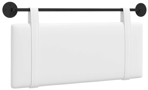 vidaXL Hängendes Kopfteil Weiß Stoff, Schlafzimmer Deko, moderner rechteckiger Wand-Headboard, kompakt, stilvolle Bettwäsche für Luxus-Schlafbereich